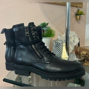 All Saints Black Genuine Leather Biker Moto Combat Boots